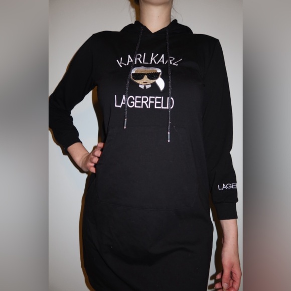 Karl Lagerfeld Black Hoodie Dress size S - Picture 2 of 3
